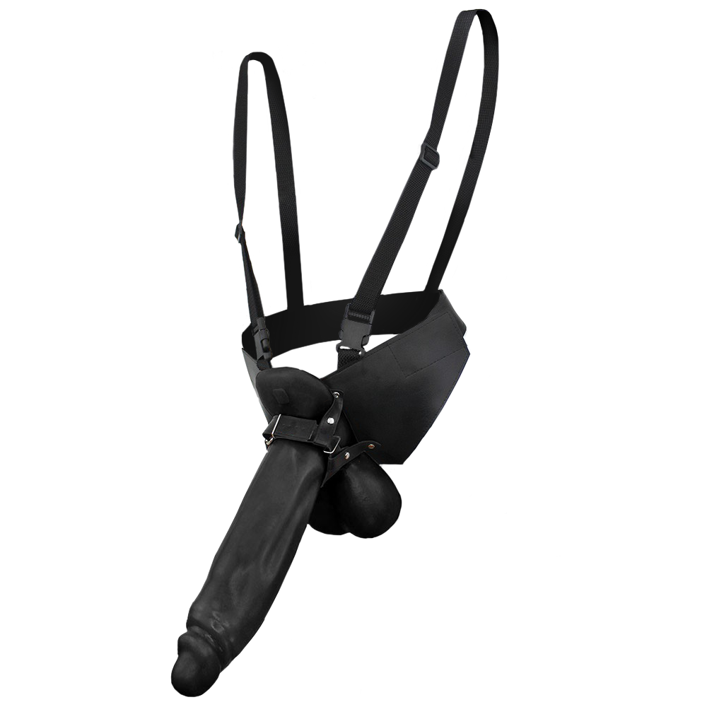 CRESCIDO - ADJUSTABLE STRAP-ON WITH REALISTIC PENIS - BLACK - 32 X 8.5 CM