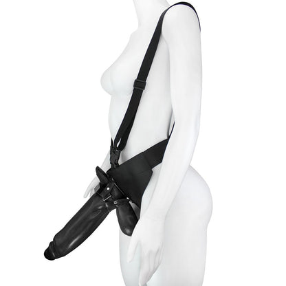 CRESCIDO - ADJUSTABLE STRAP-ON WITH REALISTIC PENIS - BLACK - 32 X 8.5 CM