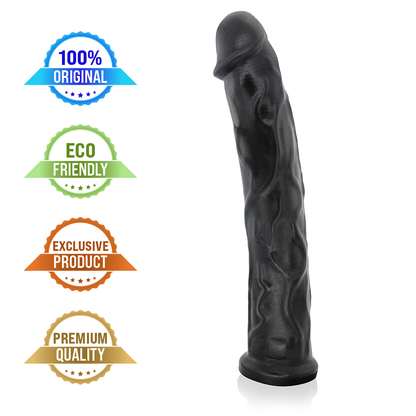 CARALHO - GIANT THICK FLEXIBLE REALISTIC PENIS - BLACK - 38 X 6.7 CM