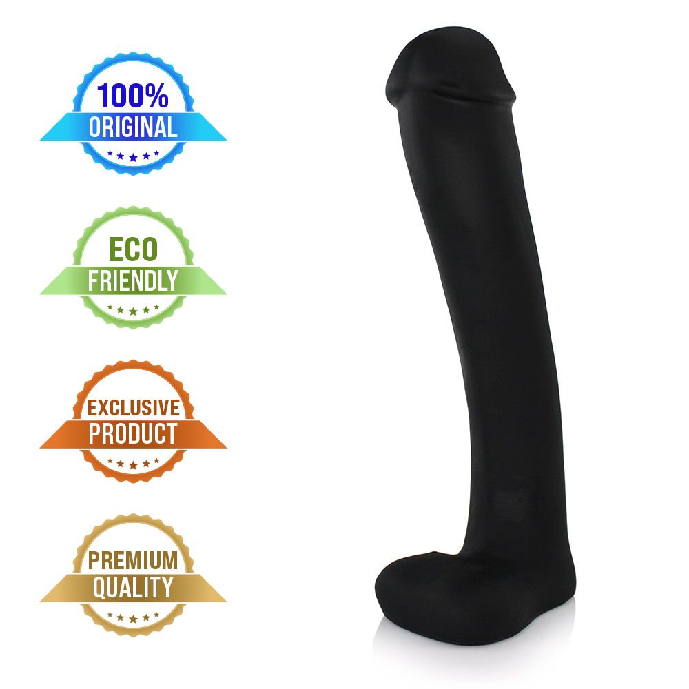 CACETE - GIANT THICK FLEXIBLE REALISTIC PENIS WITH SCROTUM - BLACK - 34 X 6.8 CM