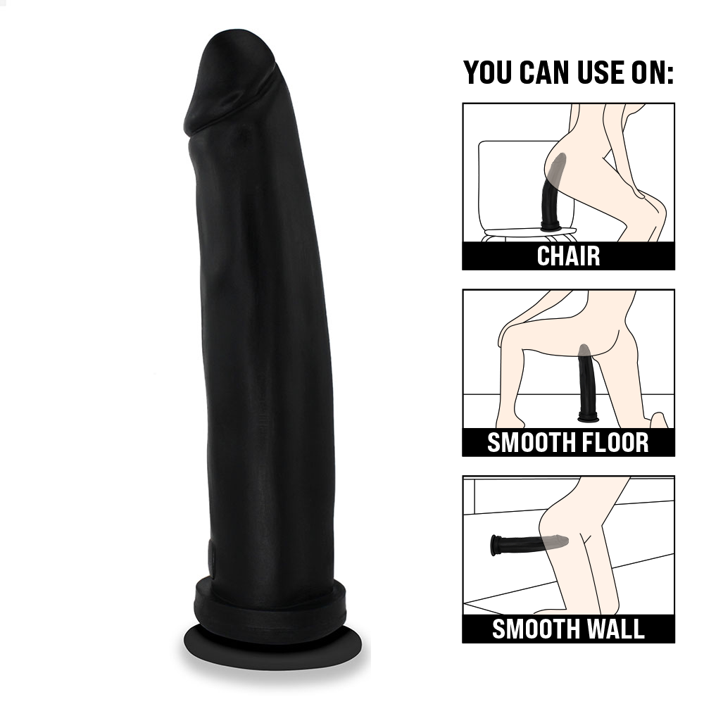 FABULOSO - GIANT THICK FLEXIBLE REALISTIC PENIS WITH SUCTION CUP - BLACK - 30 X 6.8 CM