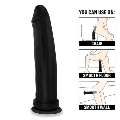 FABULOSO - GIANT THICK FLEXIBLE REALISTIC PENIS WITH SUCTION CUP - BLACK - 30 X 6.8 CM