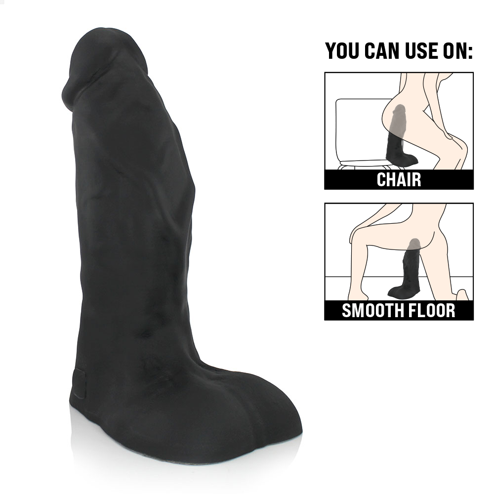 CORAGEM - GIANT THICK FLEXIBLE REALISTIC PENIS WITH SCROTUM - BLACK - 27.5 X 7.8 CM