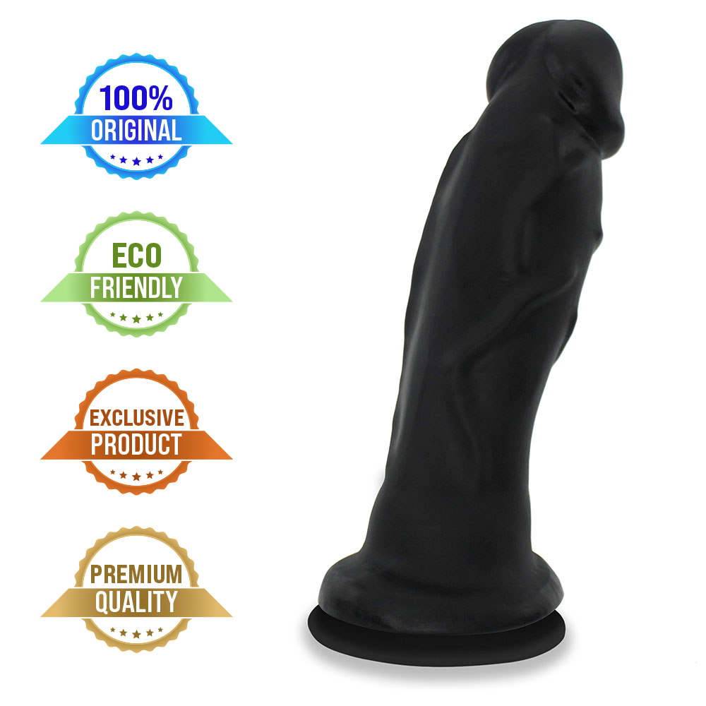 ANÚBIS - GIANT THICK FLEXIBLE REALISTIC PENIS WITH SUCTION CUP - BLACK - 30 X 7.9 CM