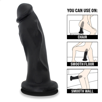 JEBA - GIANT THICK FLEXIBLE REALISTIC PENIS WITH SUCTION CUP - BLACK - 33.5 X 9.2 CM