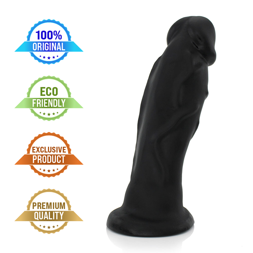 JEBA - GIANT THICK FLEXIBLE REALISTIC PENIS - BLACK - 33.5 X 9.2 CM