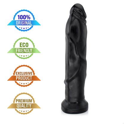 TITAN - GIANT THICK FLEXIBLE REALISTIC PENIS - BLACK - 38 X 8 CM