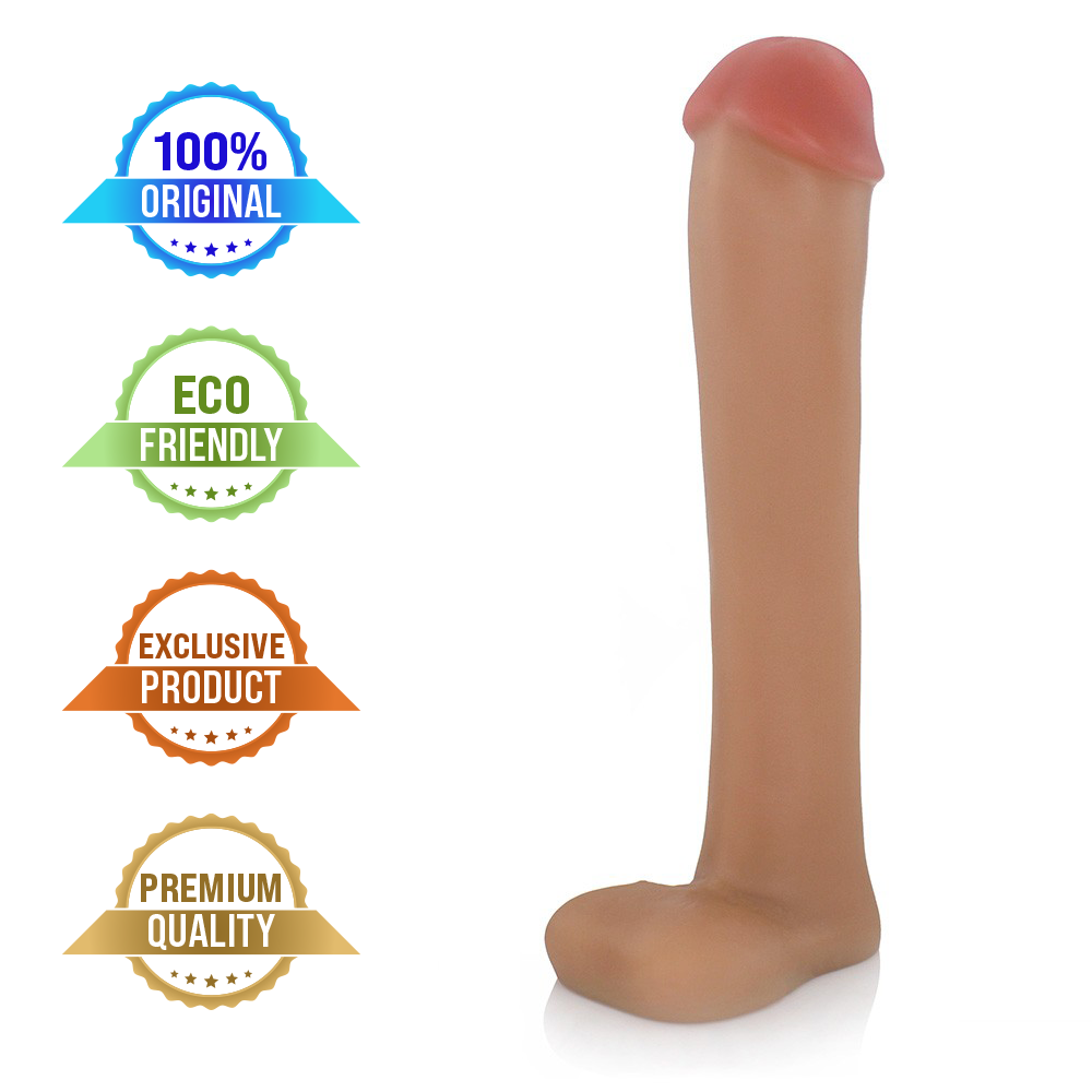 CACETE - GIANT THICK FLEXIBLE REALISTIC PENIS WITH SCROTUM - BEIGE - 34 X 6.8 CM