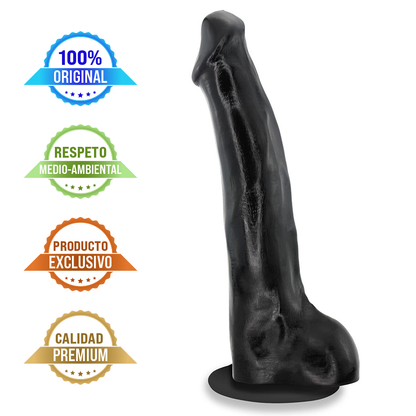 TROMBA - GIANT THICK FLEXIBLE REALISTIC PENIS WITH SCROTUM AND SUCTION CUP - BLACK - 38 X 8 CM