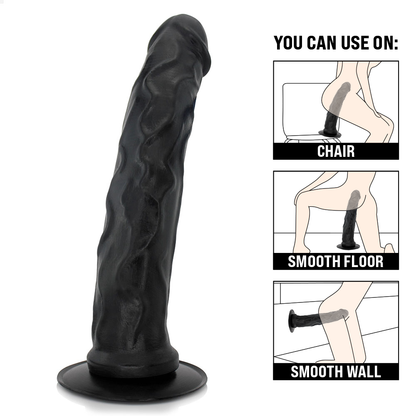 CARALHO - GIANT THICK FLEXIBLE REALISTIC PENIS WITH SUCTION CUP - BLACK - 38 X 6.7 CM