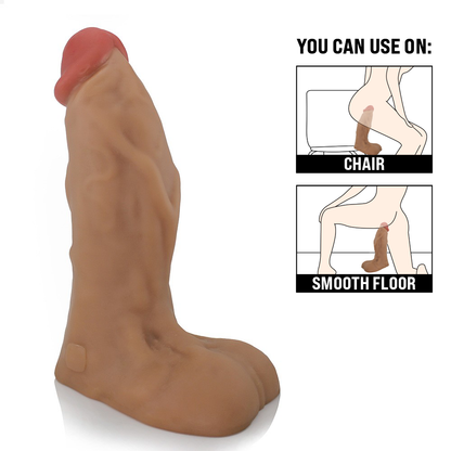 CORAGEM - GIANT THICK FLEXIBLE REALISTIC PENIS WITH SCROTUM - BEIGE - 27.5 X 7.8 CM