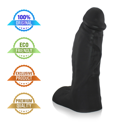 CORAGEM - GIANT THICK FLEXIBLE REALISTIC PENIS WITH SCROTUM - BLACK - 27.5 X 7.8 CM