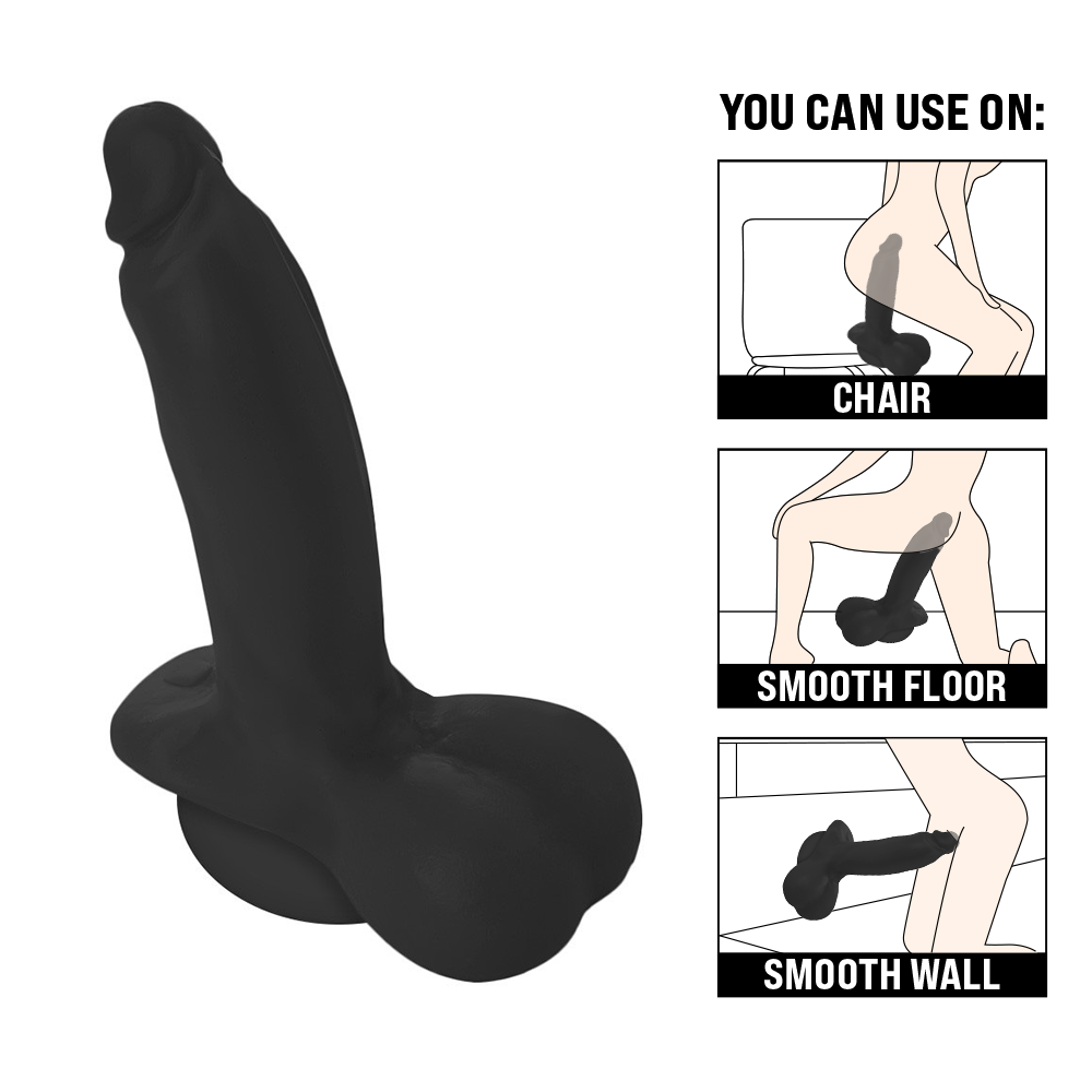 CRESCIDO - FLEXIBLE REALISTIC PENIS WITH SCROTUM AND SUCTION CUP - BLACK - 32 X 8.5 CM