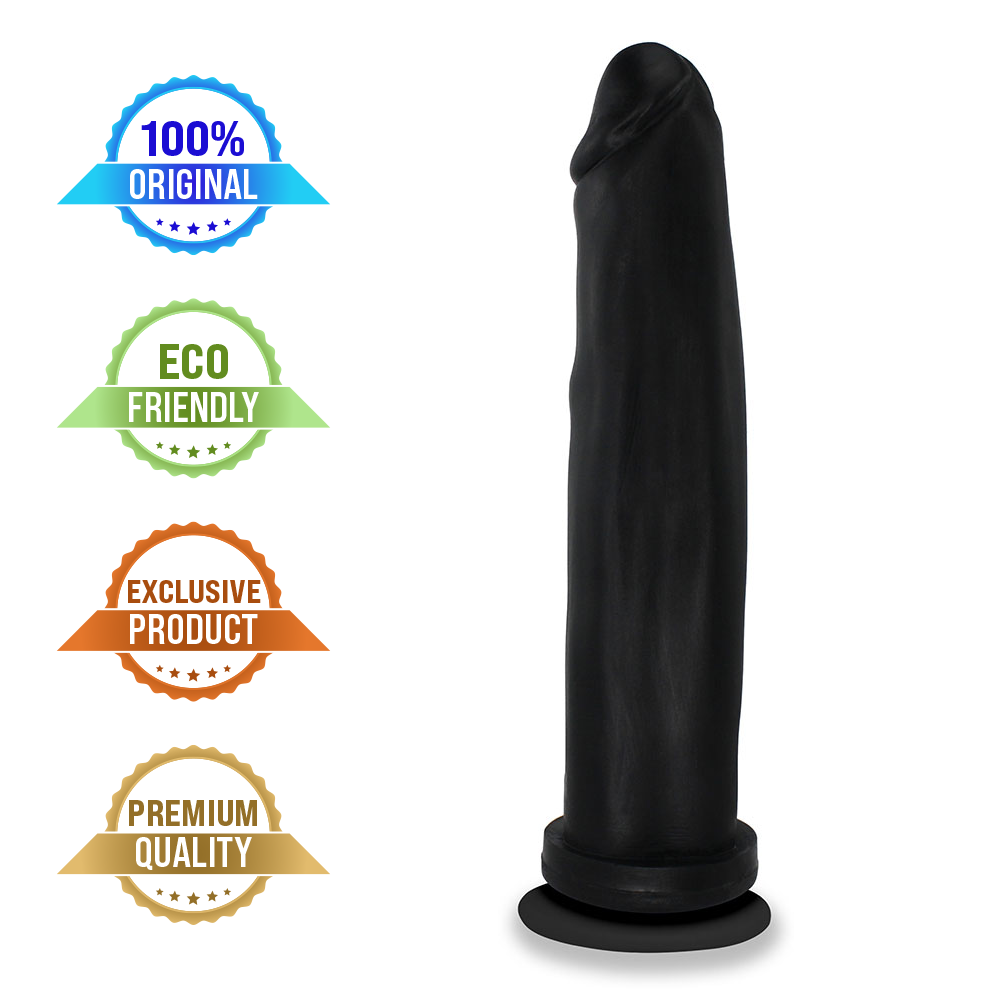 FABULOSO - GIANT THICK FLEXIBLE REALISTIC PENIS WITH SUCTION CUP - BLACK - 30 X 6.8 CM