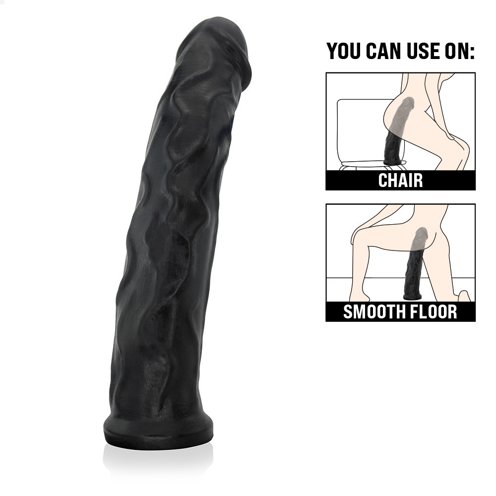 CARALHO - GIANT THICK FLEXIBLE REALISTIC PENIS - BLACK - 38 X 6.7 CM