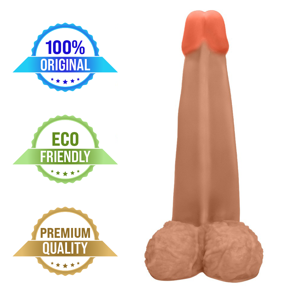 LONGO - GIANT THICK FLEXIBLE REALISTIC PENIS WITH SCROTUM - BEIGE - 28 X 8.3 CM