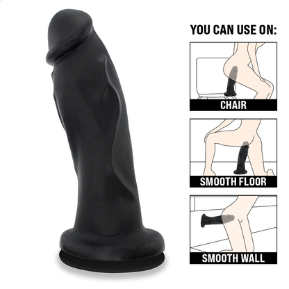 ANÚBIS - GIANT THICK FLEXIBLE REALISTIC PENIS WITH SUCTION CUP - BLACK - 30 X 7.9 CM