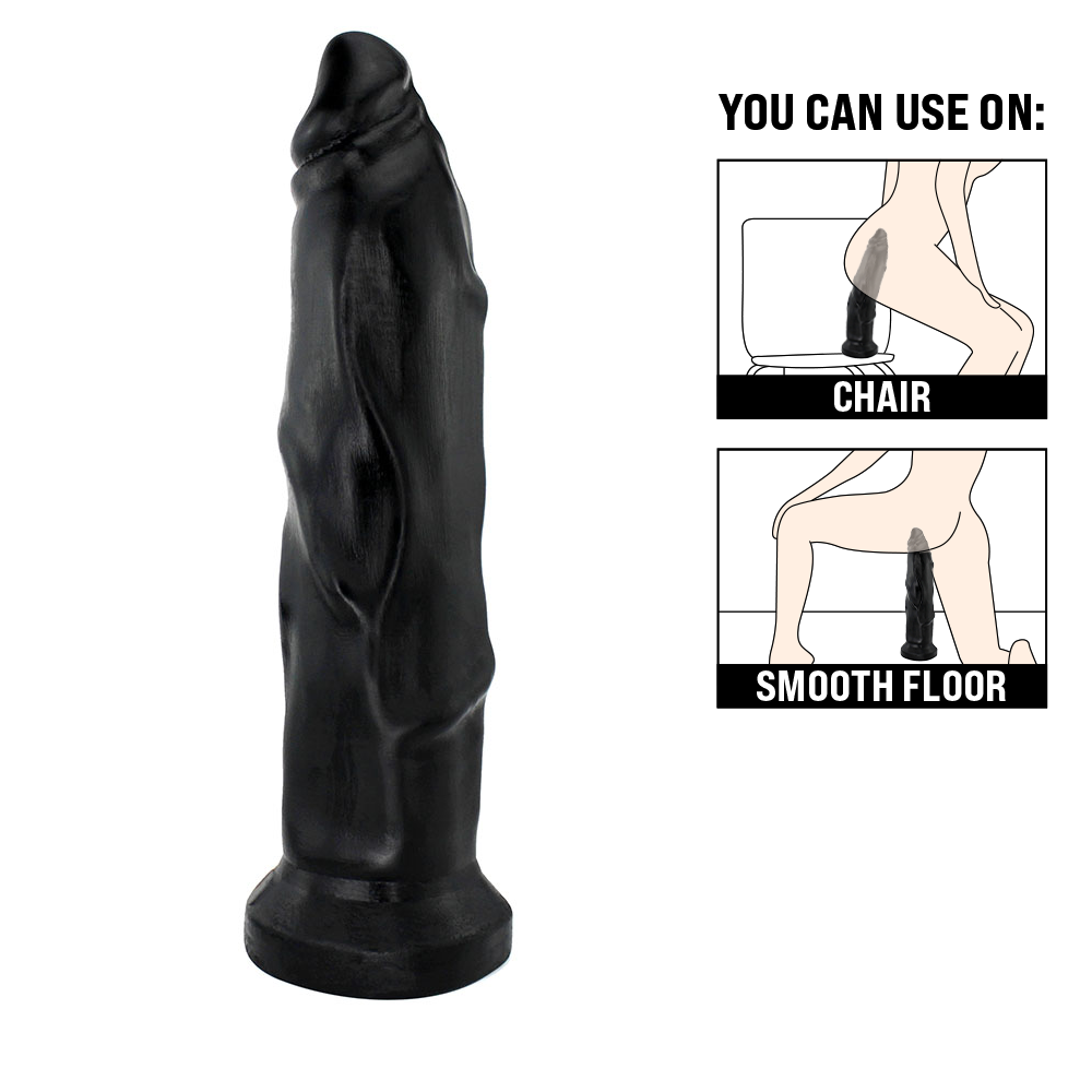 TITAN - GIANT THICK FLEXIBLE REALISTIC PENIS - BLACK - 38 X 8 CM