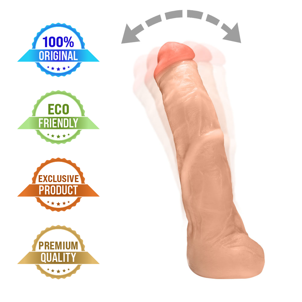 MANDINGO - GIANT THICK FLEXIBLE REALISTIC PENIS WITH SCROTUM - BEIGE - 27 X 5.5 CM