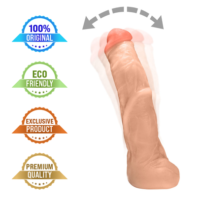 MANDINGO - GIANT THICK FLEXIBLE REALISTIC PENIS WITH SCROTUM - BEIGE - 27 X 5.5 CM