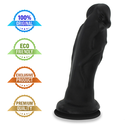 JEBA - GIANT THICK FLEXIBLE REALISTIC PENIS WITH SUCTION CUP - BLACK - 33.5 X 9.2 CM