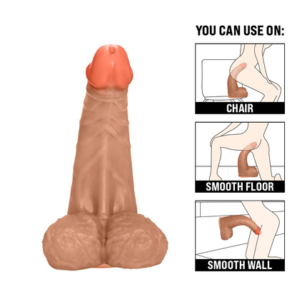 PROFUNDO - GIANT THICK FLEXIBLE REALISTIC PENIS WITH SCROTUM AND SUCTION CUP - BEIGE - 36 X 10 CM