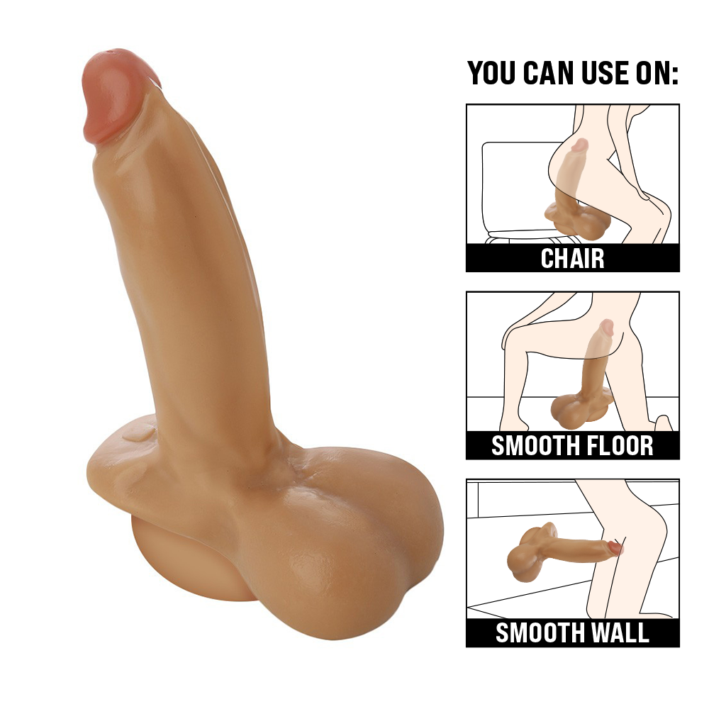 CRESCIDO - FLEXIBLE REALISTIC PENIS WITH SCROTUM AND SUCTION CUP - BEIGE - 32 X 8.5 CM