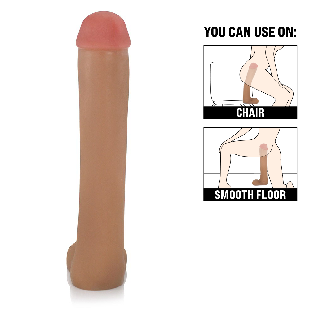 CACETE - GIANT THICK FLEXIBLE REALISTIC PENIS WITH SCROTUM - BEIGE - 34 X 6.8 CM