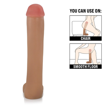 CACETE - GIANT THICK FLEXIBLE REALISTIC PENIS WITH SCROTUM - BEIGE - 34 X 6.8 CM