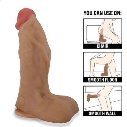 CORAGEM - GIANT THICK FLEXIBLE REALISTIC PENIS WITH SCROTUM AND SUCTION CUP - BEIGE - 27.5 X 7.8 CM